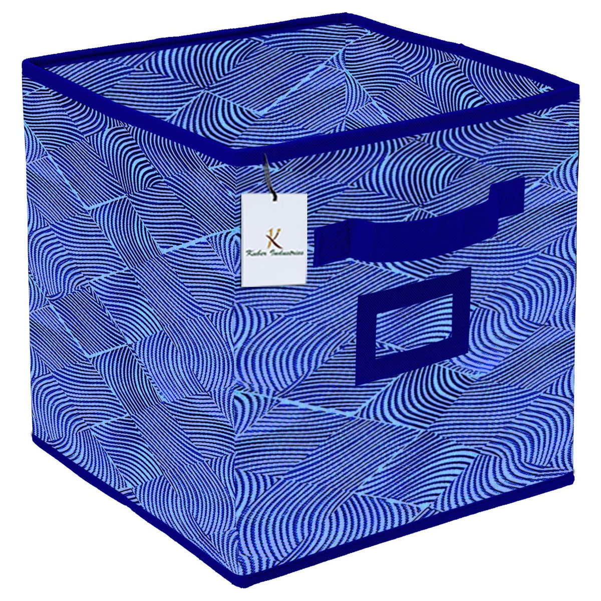 Kuber Industries Laheriya Design Non Woven Large Foldable Storage Organiser Cubes/Boxes (Blue) - CTGTC36088