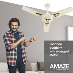 Candes Amaze 900mm /36 inch High Speed Anti-dust Decorative 3 Star Rated Ceiling Fan 405 RPM with 2 Years Warranty - (Pack of 2, Ivory)