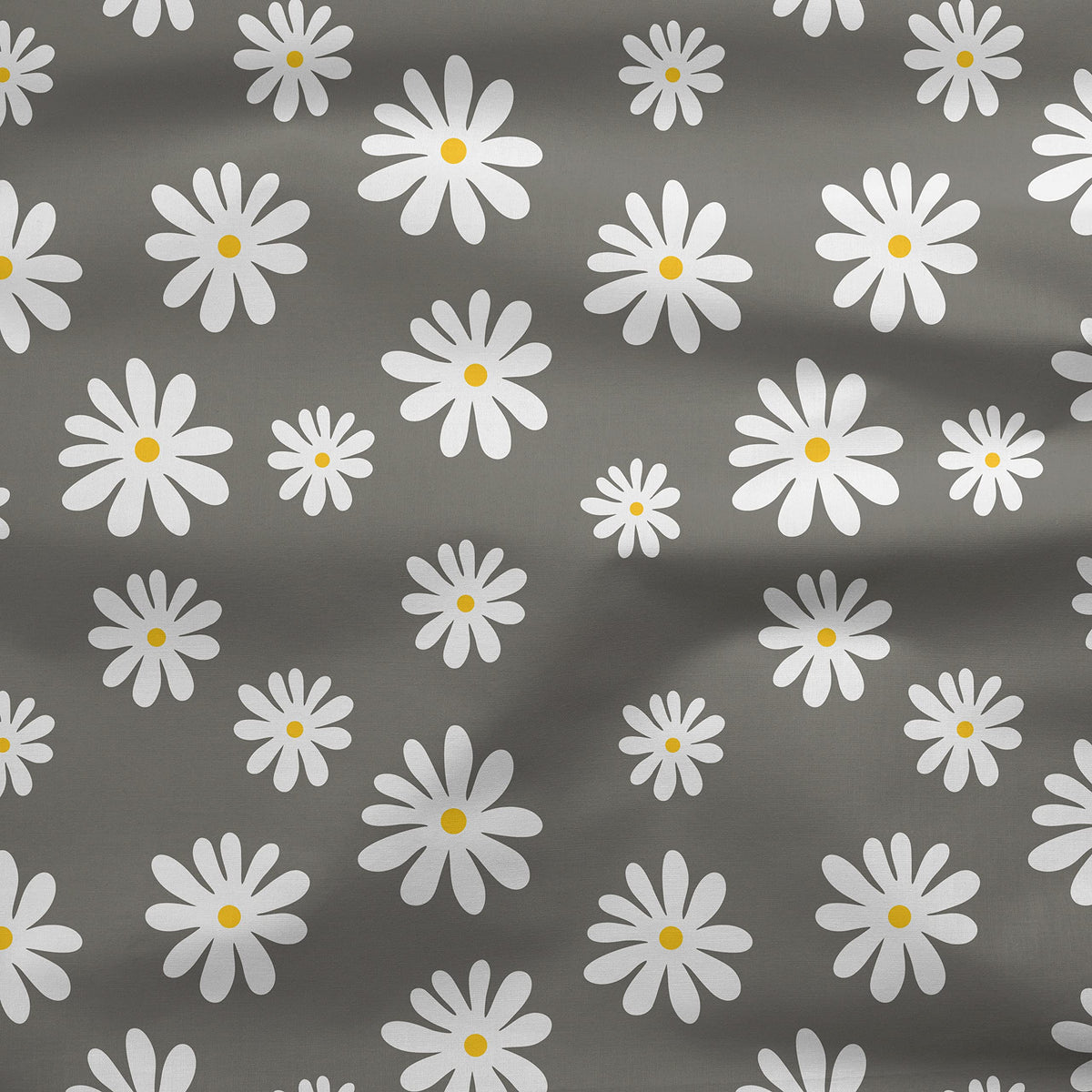 Encasa Homes Printed Fabric 59" (150 Cms) – Grey Daisy - Decorative Soft & Smooth, 100% Cotton Cloth for Curtains, Cushions, Bedcover - 1 Meter