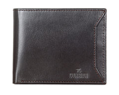 The Clownfish RFID Protected Genuine Leather Bi-Fold Wallet for Men with Multiple Card Slots, Coin Pocket & ID Window (Chocolate Brown)