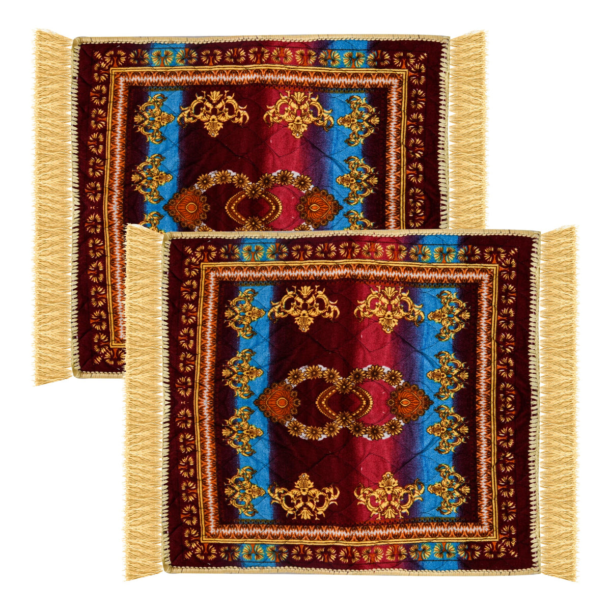 Heart Home Prayer Mat | Velvet Aasan Mat | Meditation Prayer Carpet Mat | Pooja Aasan Mat | Flower Square Prayer Mat | Traditional Prayer Mat | Small | Pack of 2 | Multicolor