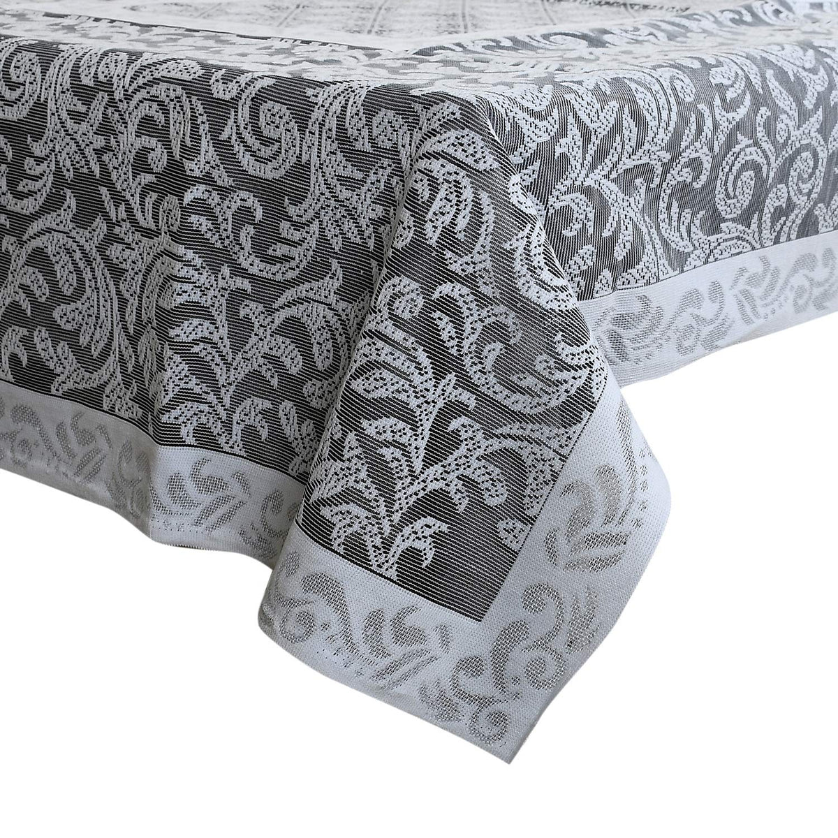 Kuber Industries Leaf Design Cotton 4 Seater Center Table Cover 40"x60"(Black)-KUBMART15499, Standard