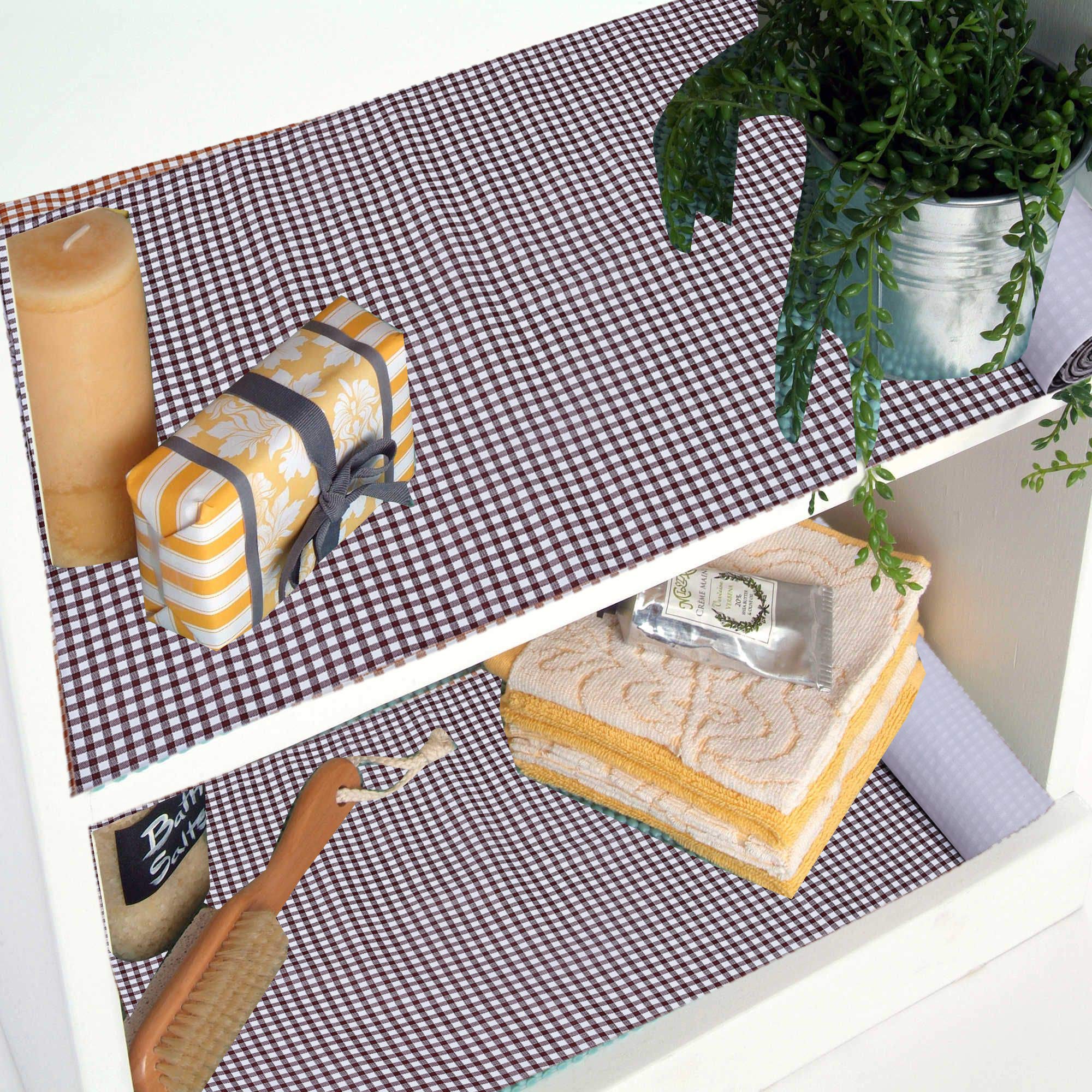 Kuber Industries Checkered Design PVC Wardrobe Kitchen Drawer Cupboard Cabinet Shelf Mat, Shelf Liner 10 Mtr (Maroon) (KUBMART03007)