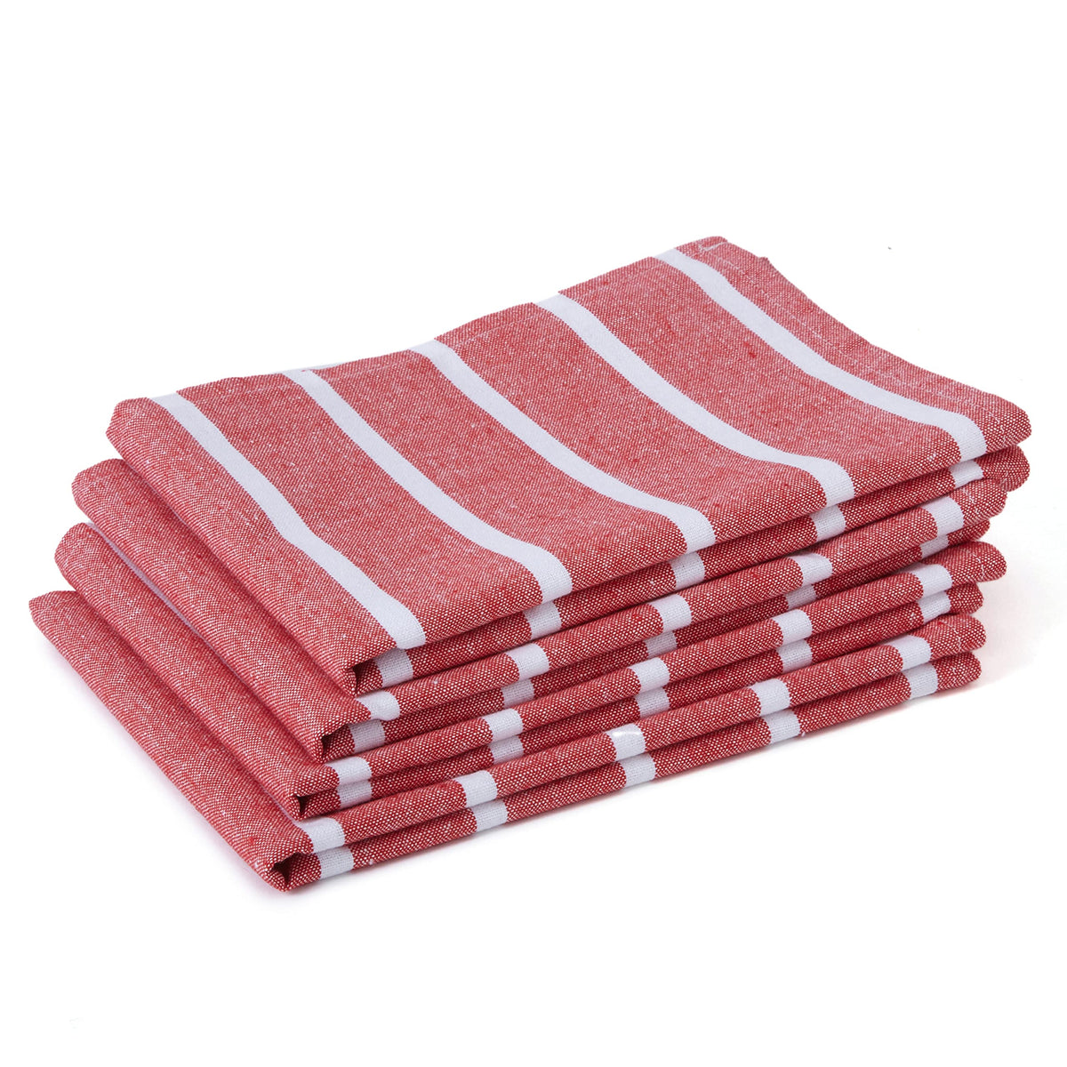 Encasa Homes Kitchen Dish Towels Made with Eco-Friendly Cotton | Highly Absorbent for Cleaning & Quick Drying of Plates & Glasses | X-Large, 18" x 28" | Roma Red Stripes (Set of 4 Pieces)