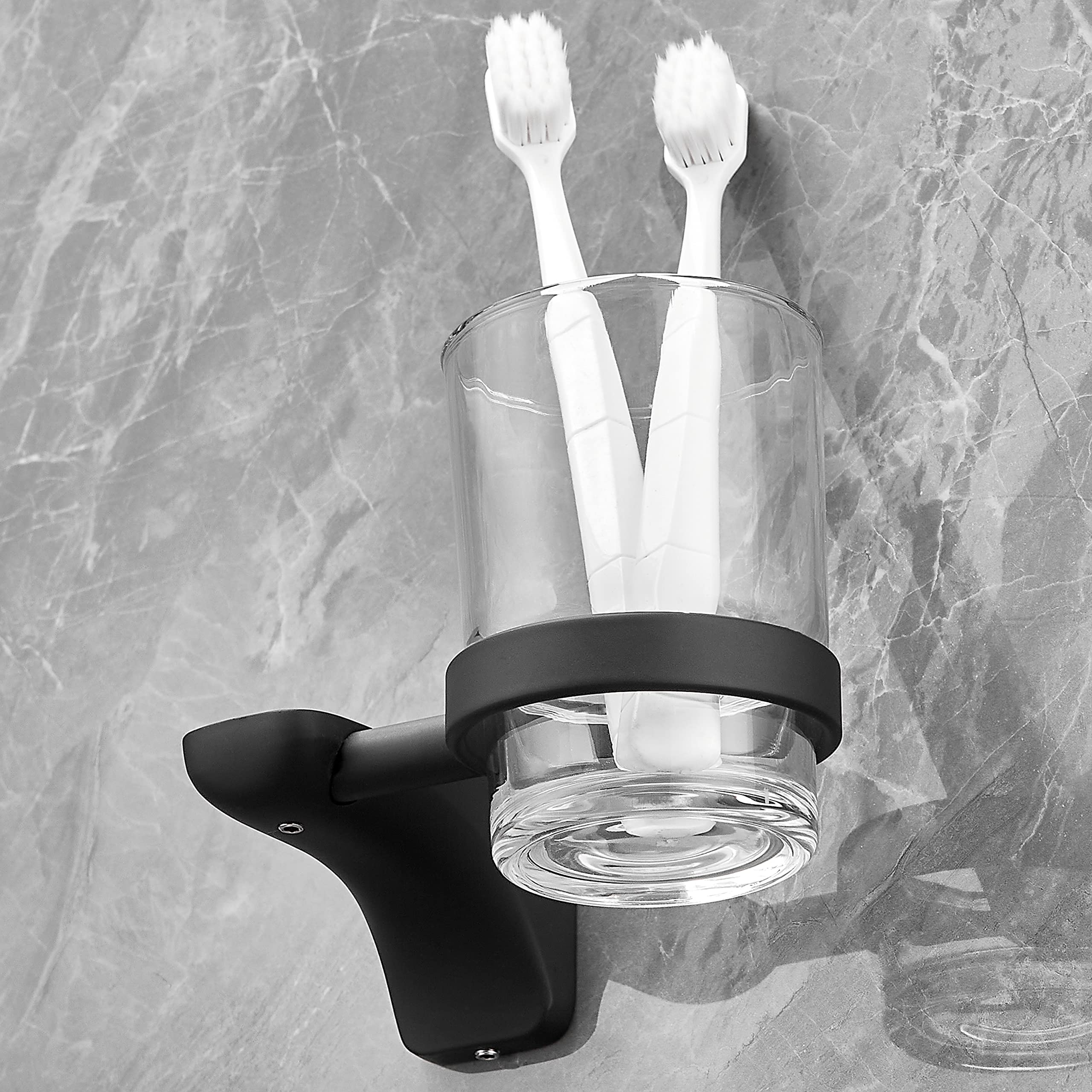 Plantex Space Aluminium Toothbrush Holder/Tumbler Holder for Bathroom/Bathroom Accessories (973, Black) – Pack of 1