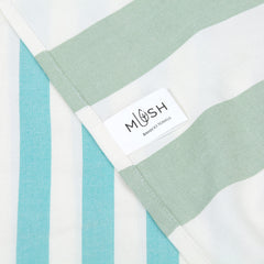 Mush Extra Large Cabana Style Turkish Towel 100% Bamboo 90 X 160 Cms, Ideal For Beach, Bath, Pool Etc (Turquoise-Light Green & Grey-Light Green, 250 Gsm)