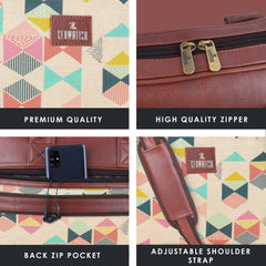 The Clownfish Deborah series 15.6 inch Laptop Bag For Women Printed Handicraft Fabric & Faux Leather Office Bag Briefcase Messenger Sling Handbag Business Bag (Multicolour)