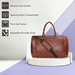 The Clownfish Solace Vegan Leather 32 Litre Unisex Travel Duffle Bag Cabin Luggage Bag (Cinnamon)