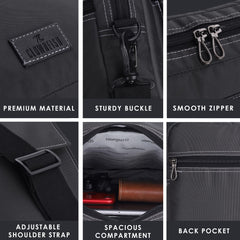 THE CLOWNFISH Melaney Series Polyester Crossbody Sling bag Side Bag for Men & Women Single Shoulder Bag with Adjustable Shoulder Strap (Jet Black)