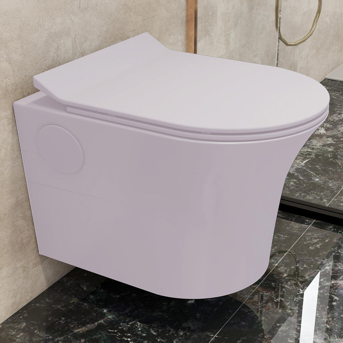 Plantex Platinium Ceramic Rimless Wall Hung Western Toilet, Water Closet, Commode With Soft Close Toilet Seat - P Trap (Peach)