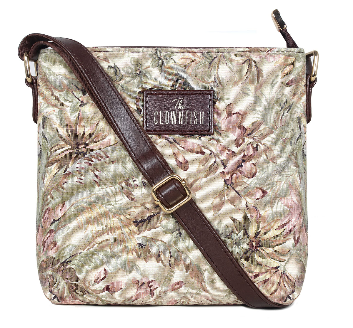 THE CLOWNFISH Linda Series Sling for Women Casual Ladies Single Shoulder Bag For Women Crossbody Bag for College Girls (Off White-Floral)