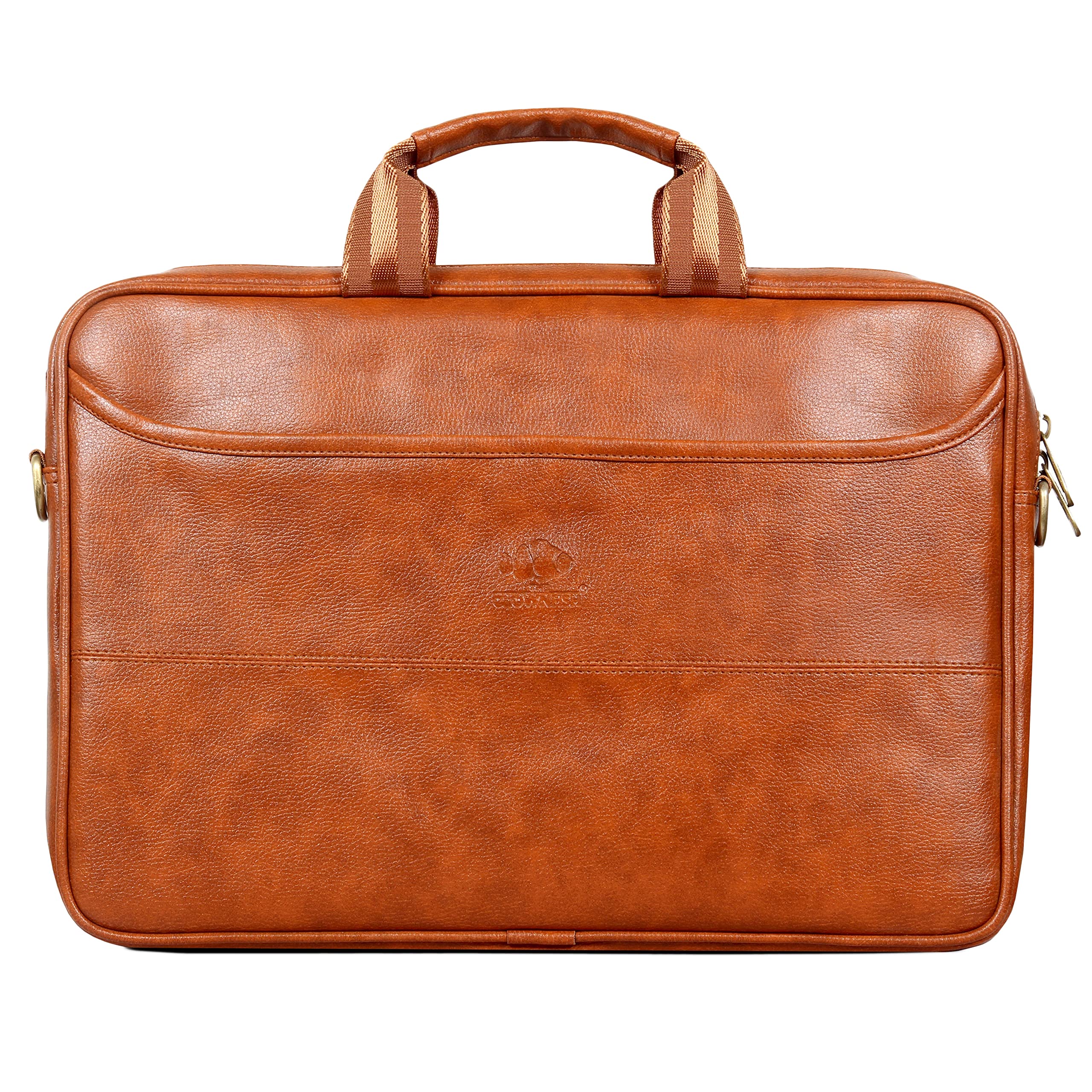 The Clownfish Unisex Adult Divine Faux Leather 15.6 inch Laptop Messenger Briefcase (Tan)