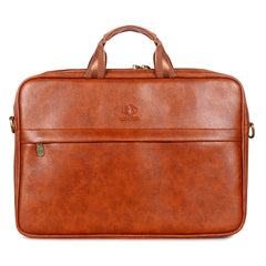 The Clownfish Noble Unisex Faux Leather 15.6 Inch Laptop Messenger Briefcase Bag (Tan)