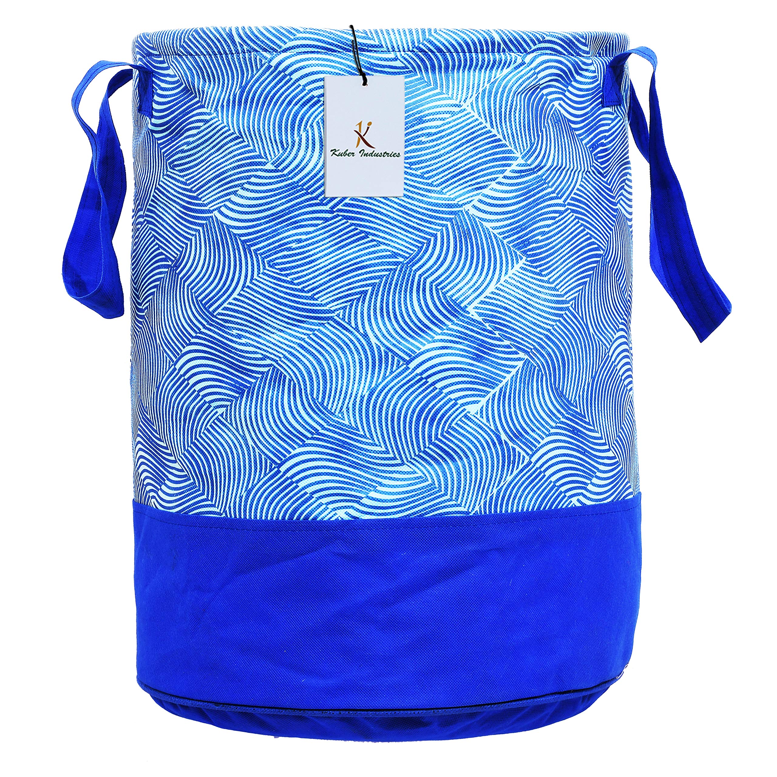 Kuber Industries Laheriya Printed Waterproof Canvas Laundry Bag|Toy Storage|Laundry Basket Organizer 45 L |Pack of 2 (Blue)