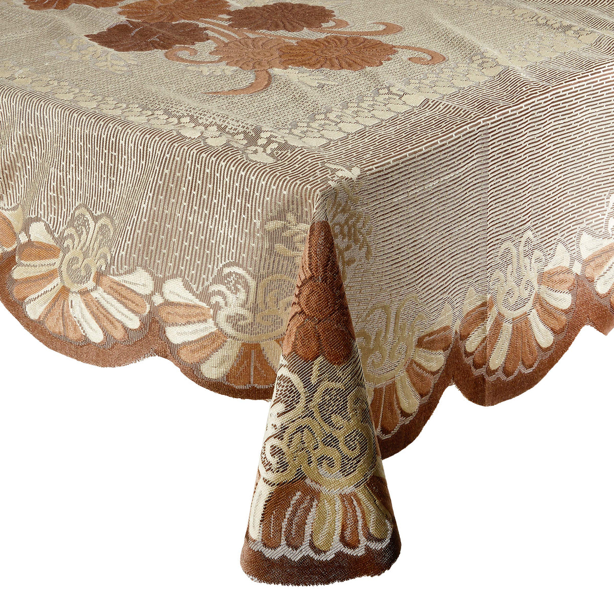 Kuber Industries Floral Cotton 4 Seater Centre Table Cover - Brown