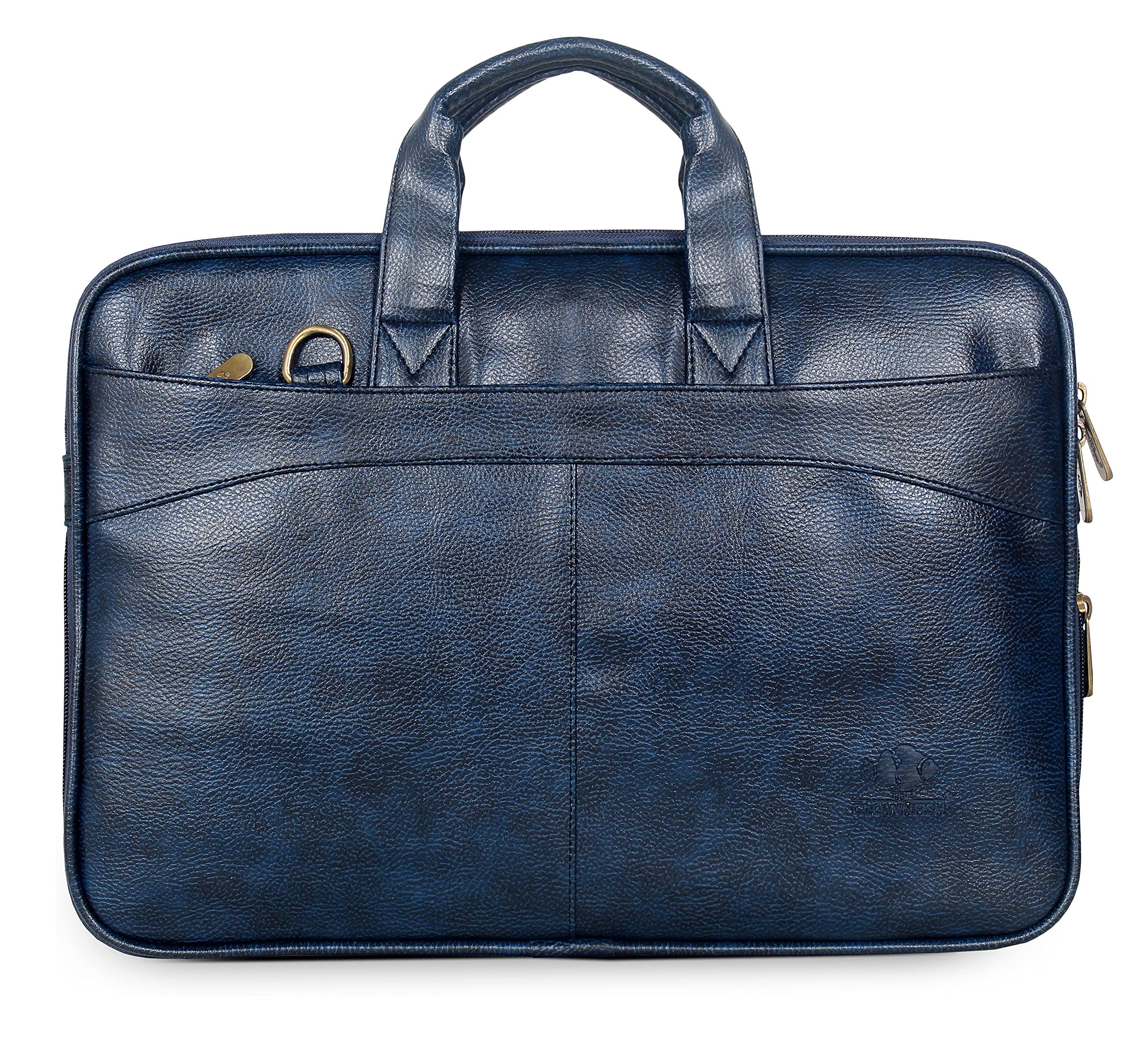 The Clownfish Glamour Faux Leather Slim Expandable 12 inch Laptop Messenger Bag Briefcase (Blue)