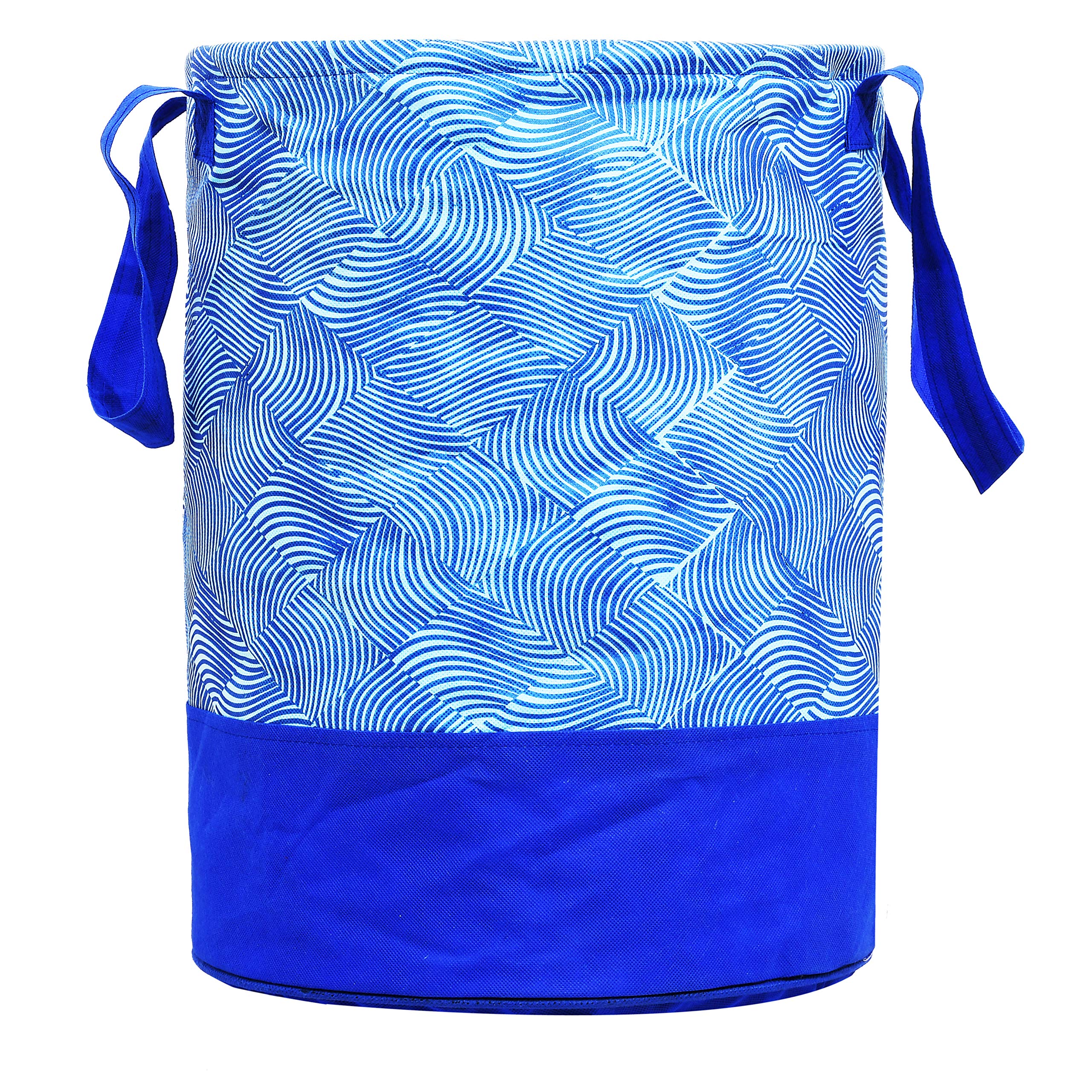 Kuber Industries Laheriya Printed Waterproof Canvas Laundry Bag, Toy Storage, Laundry Basket Organizer 45 L (Blue) CTKTC034624 Pack of 1 Blue